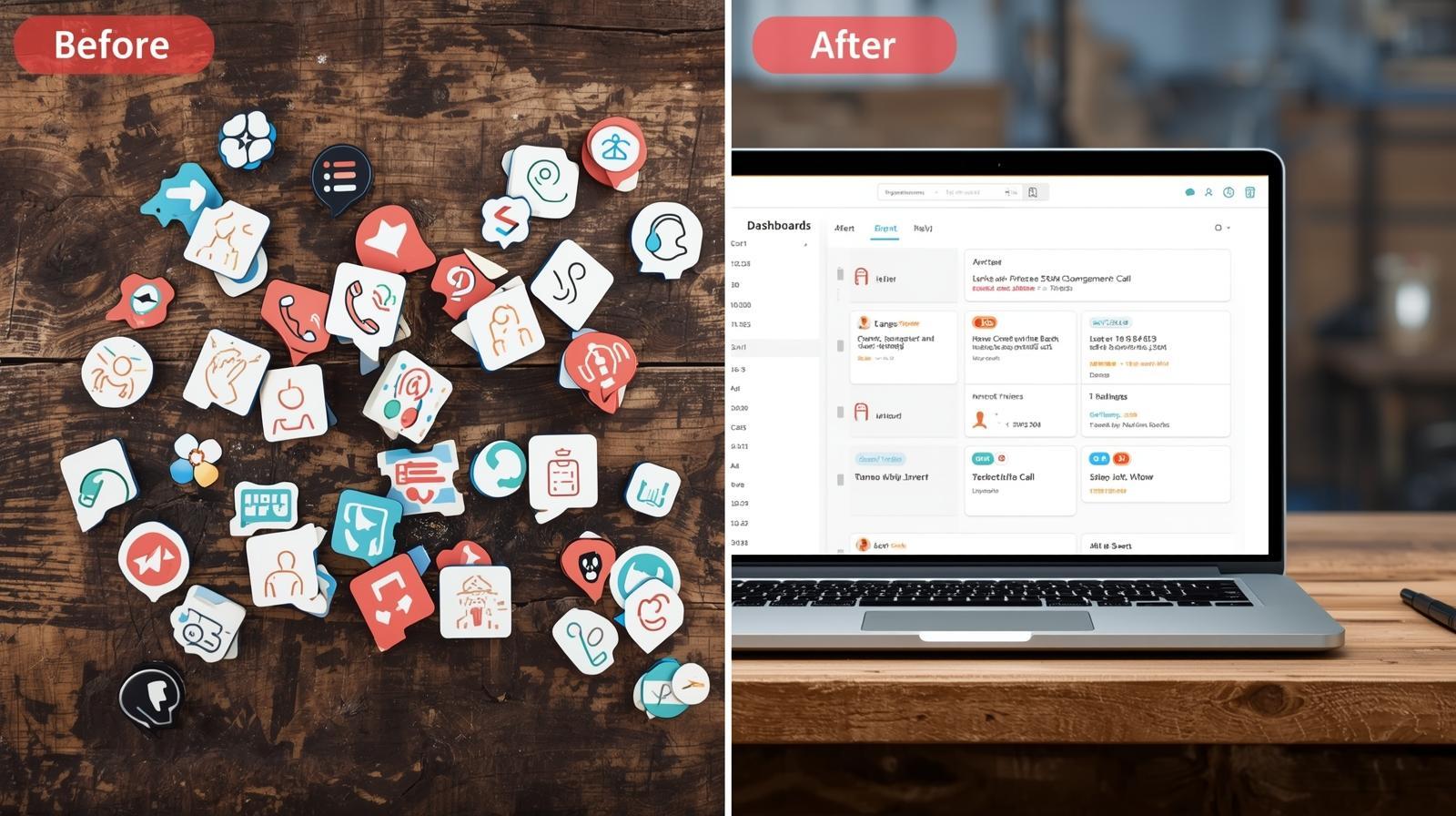 Customer success manager reviewing AI call handling dashboard metrics.